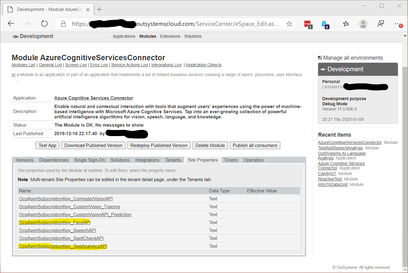 Configuring API keys in Service Center