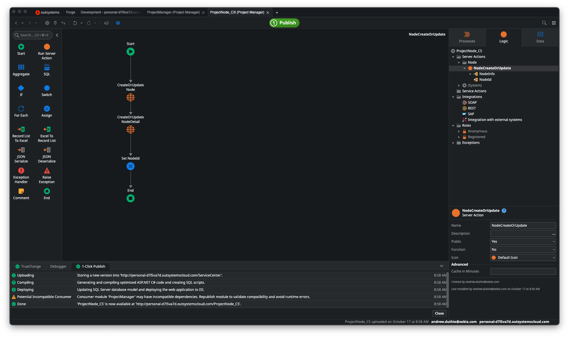 OutSystems Visual Logic Flow